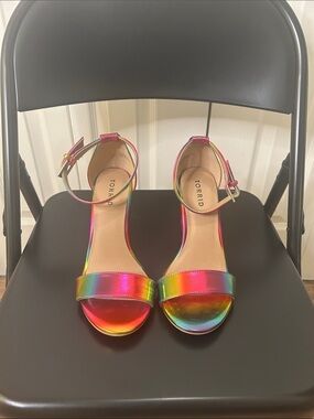 Torrid Iridescent Rainbow Ankle-Strap Heels